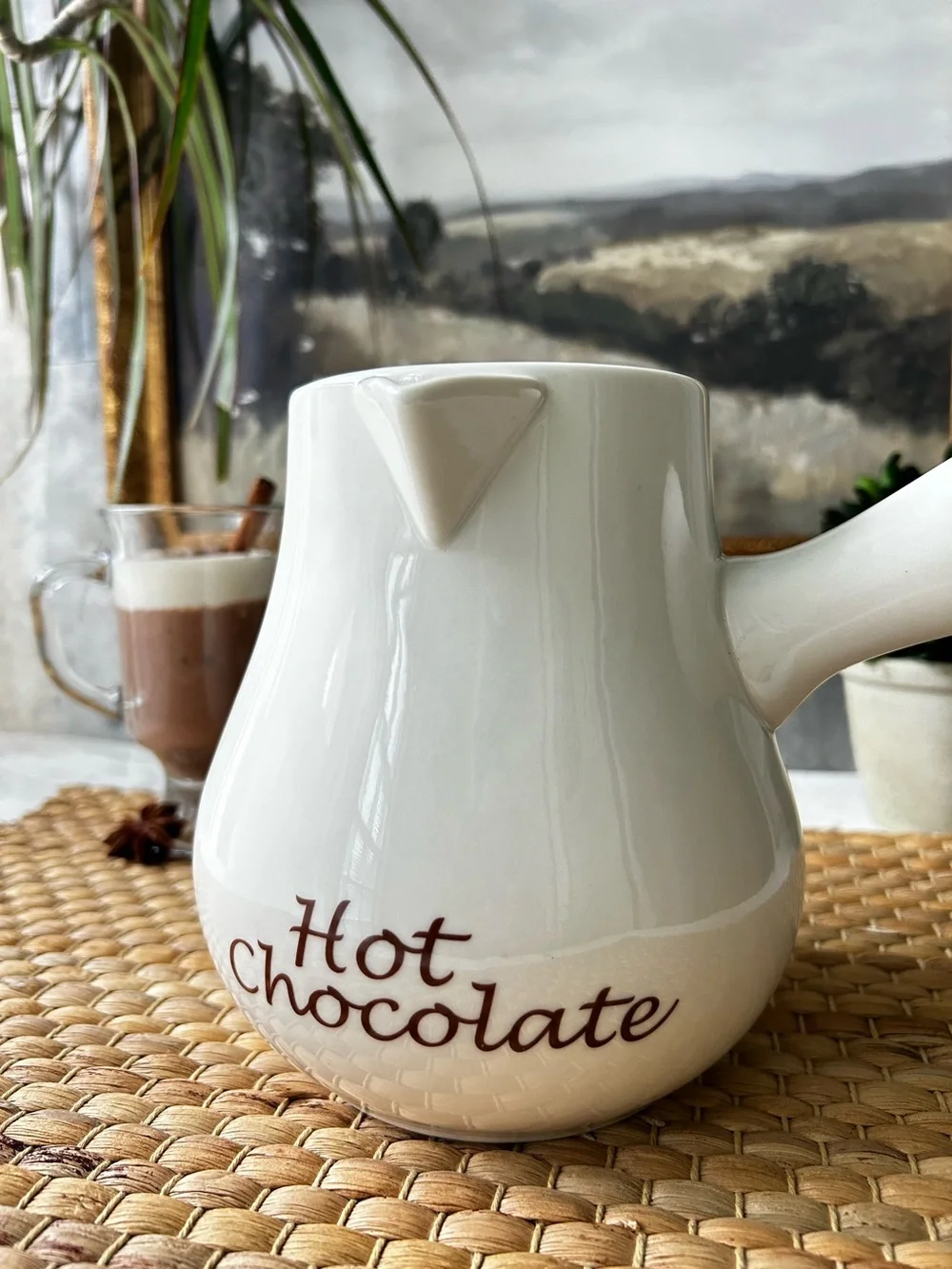 🌴Shapely Williams Sonoma Bonjour Hot Chocolate Ceramic Pot/Pitcher